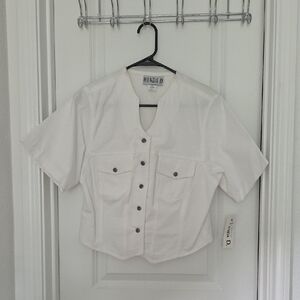 Wanda D. White V-Neck Blouse